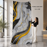 Papier peint auto-adhésif en marbre noir et blanc doré à motifs tourbillonnants de 1 mm, feuilles IXPE de 1,2 x 3 m pour les murs décoratifs des chambres d'hôtel 653D1