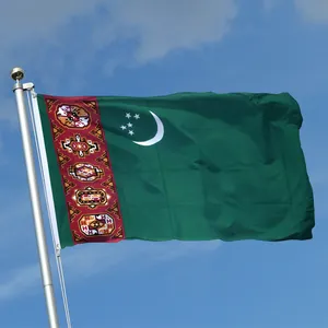 Toptan hızlı kargo özel Logo % 100% Polyester bayraklar 3x5ft türkmenistan tüm ülke bayrağı