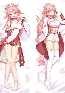 Almohada Corporal <span class=keywords><strong>Dakimakura</strong></span> de Anime Personalizada de Fábrica Directa, Genshin Impact Yae Miko, Chica Sexy de Dibujos Animados, Piel de Durazno, 2 Caras Geométricas - Product Image 5