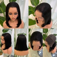 Perruque Bob Lace Front HD de type M 13x4 |   Cheveux humains brésiliens Remy courts et raides |   Noir naturel