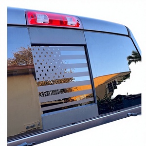 XTX pour Silverado pour Sierra 2019-2026 Autocollants drapeau américain pour vitre arrière centrale Noir mat Vinyle imperméable pour le dos du camion - Product Image 3