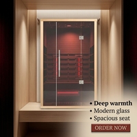 Sauna infrarouge compact pour une personne Qizhou Home Spa, avec thérapie par lumière rouge, en bois de pruche canadien.