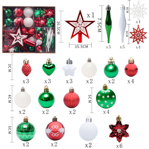58 pièces de boules de Noël de haute qualité, décorations suspendues, pendentifs flocons de neige et étoiles, pour décoration extérieure et intérieure, fournitures de fête de Noël - Product Image 3