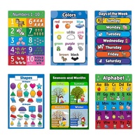 Tableaux muraux éducatifs pour la maternelle, affiches préscolaires sur l'alphabet, le comptage et les animaux, imperméables pour les tout-petits