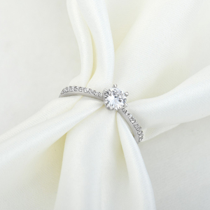 Thủ Công Sang Trọng Nhẫn Cưới 925 Sterling Bạc Vòng Cắt Zircon Kim Cương Engagement <span class=keywords><strong>Ring</strong></span> Cho Phụ Nữ - Product Image 5