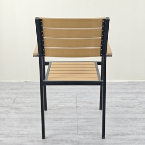 Ll's Modern Outdoor <span class=keywords><strong>Aluminium</strong></span> Metal Empilable Dining Bistro Contreplaqué Coffee Imitative Wood Furniture for Garden Park Villa Bedroom - Product Image 4