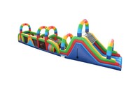 Parcours d'obstacles gonflable commercial multicolore en PVC pour enfants, jeu de défi pour parcs d'aventure en plein air et événements festifs