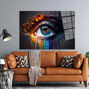 Modern Abstract Eye Glass <b>Wall</b> Art: Printed <b>Canvas</b> Artwork,TEMPERED GLASS ART - Product Image 2