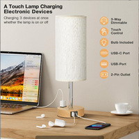 Lampe de chevet Marglice pour chambre à coucher - Lampe tactile à 3 niveaux de luminosité, ports de charge USB C et prise secteur, petite lampe pour salon