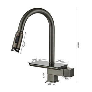 Robinet <span class=keywords><strong>de</strong></span> <span class=keywords><strong>cuisine</strong></span> intelligent <span class=keywords><strong>haut</strong></span> <span class=keywords><strong>de</strong></span> <span class=keywords><strong>gamme</strong></span> en cuivre 2023 avec douchette extractible effet cascade, eau chaude et froide, pulvérisateur pluie - Product Image 6