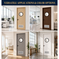 Porte intérieure battante moderne personnalisée en MDF étanche avec vitre d'observation et persiennes de ventilation, pour projets hôteliers et d'appartements (OEM/ODM)
