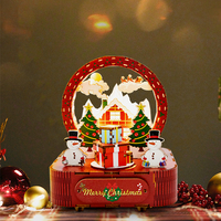 Hongda Diy - Caja de Música de Madera con Tema Navideño MB002, Caja de Música Hecha a Mano con Luz y Logotipo Personalizado para Nochebuena
