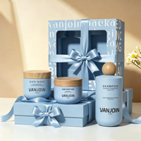 Kit d'emballage cosmétique en plastique 500 ml, flacon de shampoing mat doux au toucher, pot de gommage corporel 250 g, pots de crème capillaire 100 g dans une boîte cadeau