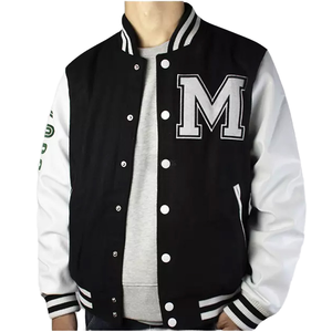 Custom Men Varsity Baseball <b>Jacket</b> PU Leather Sleeve Bomber Casual Streetwear Letterman <b>Jacket</b> OEM ODM Designs - Product Image 3