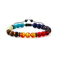 8mm Lava Rock 7 Chakras Aromathérapie Huile Essentielle Diffuseur Bracelets Corde Tressée Pierres Précieuses Naturelles Yoga Perles Bracelet