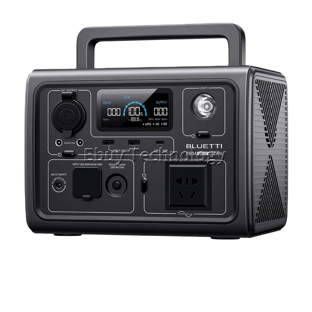 EB3A 600W 268Wh Fast Charger Portable Power Station LiFePO4 Battery for Camping Fishing RV UPS Solar Generator Metal Plastic