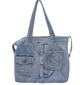 Designer style lightweight denim unisex handbag, jeans pocket, <b>crossbody</b> <b>bag</b>, minimalist handbag, zipper - Product Image 5