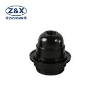 Portalámparas atornillado termoplástico ignífugo E27 con anillo de bloqueo estrecho regular 250V T180 resistencia a la temperatura negro