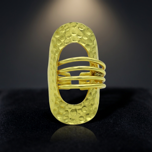 Bague Vintage Tendance en Laiton Plaqué Or 18K Unisexe pour Enfants, Style Ailes Géométriques Incrustées, Cadeau - Product Image 4