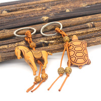 Porte-clés en résine Rétro Riches Lucky Tortoise Turtle, breloque de sac, pendentif animal 3D Éléphant Cheval, accessoires de bijoux