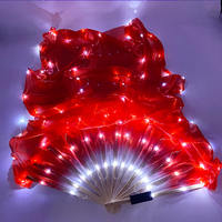Éventail en soie LED chinois de 1,5 mètre pour la danse du ventre, éventail lumineux coloré pour femmes, fournitures de danse pour le Nouvel An