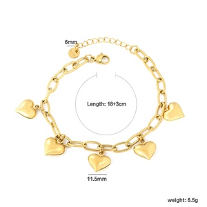 Waterproof 18K PVD Gold Plated Stainless Steel Trendy Chunky Pearl <b>Butterfly</b> Heart Thin Cuban Chain <b>Bracelet</b> Jewelry for Women - Product Image 3