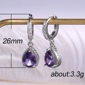 Orecchini da donna retrò viola con gioielli, design creativo a griffe, orecchini eleganti per tutti i giorni e feste, idea regalo - Product Image 5