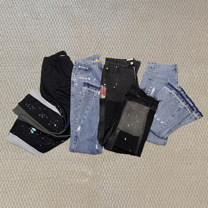 กางเกงยีนส์เดนิมทรงขาบานคุณภาพสูงสำหรับผู้ชาย สไตล์ฮิปฮอป แต่งลายปะติด ทรงหลวมแบบแบ็กกี้ มีซิป - Product Image 1