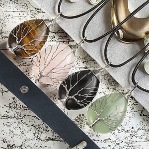 Pendentifs en argent plaqué argent, en acier inoxydable, avec améthyste violette, cristaux naturels, fil enroulé, arbre de vie, charme précieux, faits à la main - Product Image 3