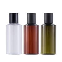 Flacon vide en PET ambré de 100 ml et 150 ml avec bouchon noir et bouchon intérieur pour tonique, eau visage et hydrolat
