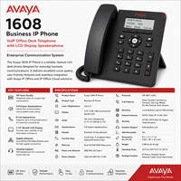Téléphone IP d'entreprise Avaya 1608, téléphone de bureau VoIP avec écran LCD, haut-parleur, système de communication d'entreprise