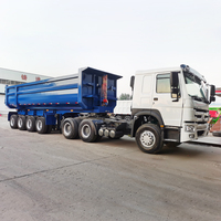 Remorque benne basculante arrière robuste à 3/4 essieux, capacité 40M3 42M3 45M3, pour camion de transport de marchandises en forme de U, 80T 100T 120T