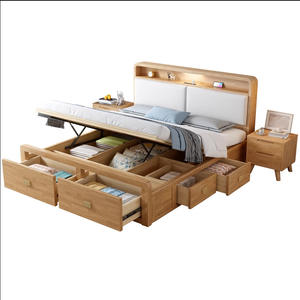 Solid Wood High Box Drawer Double Bed Lit 2 Places Bedroom Furniture <strong>Camas</strong> <strong>De</strong> Madera Storage Bed Frames - Product Image 5