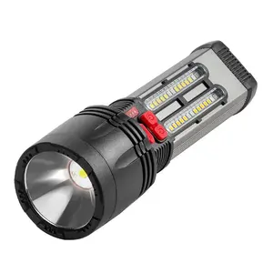 多功能7种照明模式便携式P50太阳能手电筒充电手电筒，带红色和蓝色应急灯