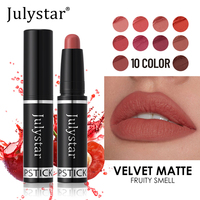 Rouge à lèvres Julystar, 10 couleurs différentes, facile à porter, imperméable, longue tenue, texture velours mate, saveur fruitée, 2,9 g