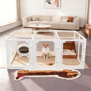 Valla acrílica transparente para mascotas, jaula para perros de interior pequeña con cierre de botón, patrón sólido, costura gratis, perrera doméstica - Product Image 1