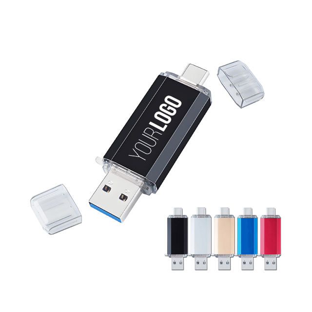 2-in-1 Type-C Metal USB Flash Drive with Custom Logo 8GB 16GB 32GB USB 3.0 Stick 64GB 128GB Pen Drive Pendrive Promotional Gift