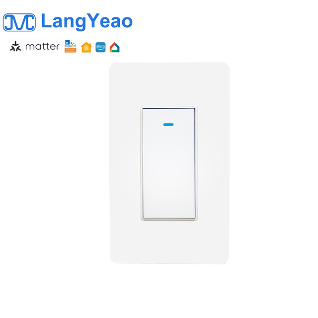 LangYeao Matter WIFI Smart Home Wall Switches Homekit APP Support US Swithman 1200W 10A Max Load Google Alexa