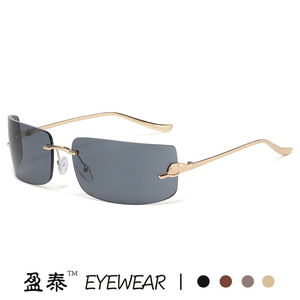 <b>Sunglasses</b> Frameless Metal <b>Gradient</b> Lens UV400 Unisex Fashion Retro Style Silver - Product Image 4