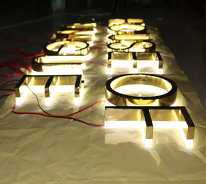 Gran oferta, letrero con logotipo 3D <span class=keywords><strong>de</strong></span> acero inoxidable personalizado, letreros electrónicos ecológicos montados en la pared para exteriores iluminados con LED - Product Image 4