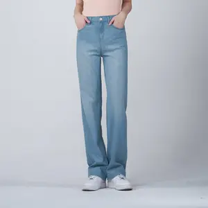 Toptan rahat geniş bacak tulum bayan kot, yaz yeni Retro Denim baharat kızlar Streetwear yüksek bel düz kot/