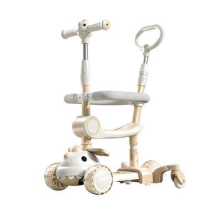 XCD-1688 Розовый оптовый самокат с большими колесами, пластиковый, трехколесный, регулируемый, с принтом и мигающими огнями, для детей от 2 до 13 лет - Product Image 2