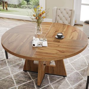 US-Lokaler Esstisch für 4 Personen, 120 cm Runder Farmhouse-Küchentisch mit Holzsockel für Küche, Esszimmer - Product Image 4