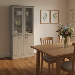 Vetrina Espositiva Hamar in Legno di Pino Massiccio Grigio Chiaro, 33.5x13.8x39.4 Pollici, Arredamento Moderno per la Casa - Product Image 2