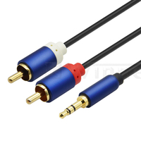 Cable Adaptador de Audio Estéreo de 3.5mm Macho a 2RCA Macho, Conectores Chapados en Oro, Certificación CE/RoHS, Metal Duradero para Smartphones y MP3