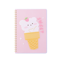 Diario Espiral con Cubierta Transparente de PP con Dibujos Animados Kawaii Impresos en A5, con 60 Hojas, Impresión CMYK, para Uso Escolar y Regalo