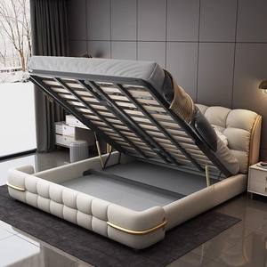 Camas de Hotel suaves de lujo de gama alta BILIDO, cama de almacenamiento de 1,8 m/1,5 m para camas de apartamento de dormitorio de cuero de madera maciza comercial - Product Image 4