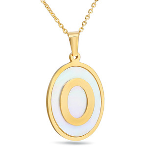 Collier pendentif lettre O en or avec incrustation de nacre, chaîne tendance, bijou à porter au quotidien, cadeau - Product Image 1