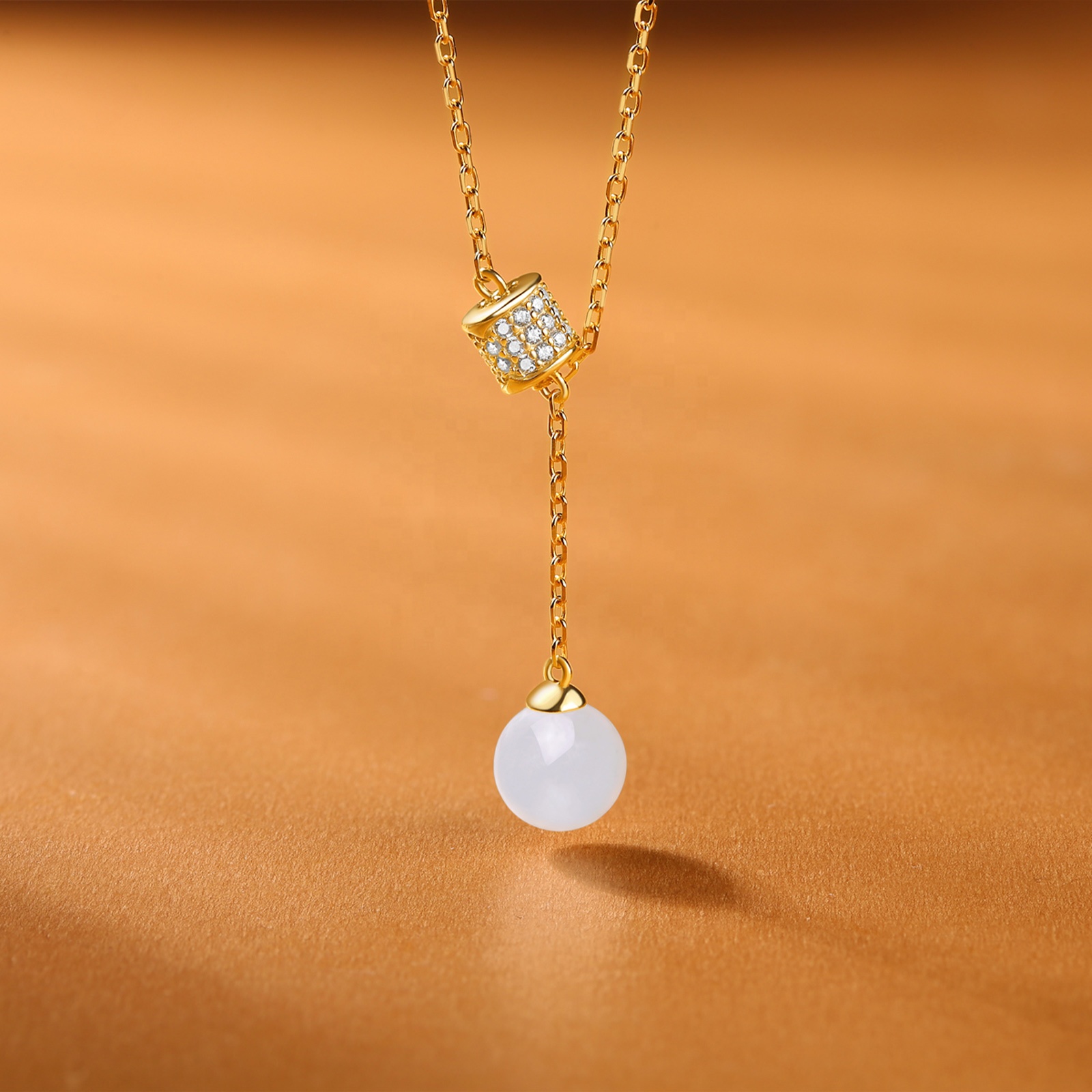 HMOIS  moissanite jewelry 925 sterling silver slender moissanite price Hotan White Jade  pendants for necklace making