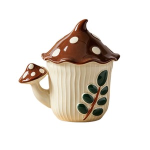 Caneca em Forma de Cogumelo com Tampa, Copo Cerâmico para Uso Doméstico, Estiloso para Café e Leite, Série Cogumelo para Mulheres - Product Image 5